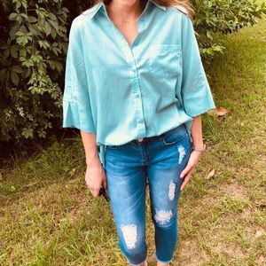 NWT UmGee Mint Green Oversized Button Down